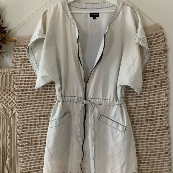 ware denim Dresses & Skirts - Ware Denim Distressed drawstring and zip up dress